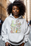 White Blue Cartoon Hoodie Long Sleeves Casual Streetwear Everyday Outfits Pullover Sweatshirt
