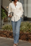 Blue High Waist Casual Distressed Straight Leg Denim Jeans