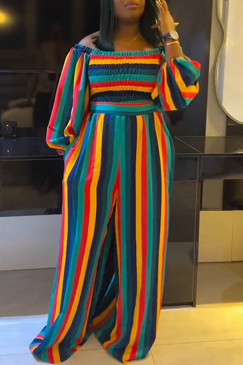 Off Shoulder Solid Color Wide Leg Jumpsuits