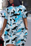 Black Blue Graphcis Print Round Neck Short Sleeve Oversize T-shirt And Shorts Casual Two Pieces Matching Sets