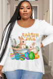 Color Letter Cartoon Print O Neck Long Sleeve Casual Graphic T-Shirt