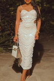 Black Hot Drill Sleevelss Spaghetti Strap Cut-Out Waist Slit Formal Evening Party Prom Bodycon Maxi Slip Dresses