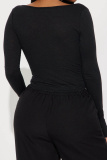 Pink Deep V Neck Long Sleeve Slim Fit Crop Tops