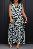 Green Boho Graphics Print Sleeveless O Neck Casual Vacation Maxi Tank Dresses