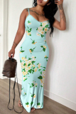 White Purple Graphics Print Sleeveless Backless Spaghetti Strap Casual Bodycon Maxi Slip Dresses