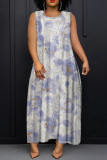 Green Boho Graphics Print Sleeveless O Neck Casual Vacation Maxi Tank Dresses