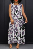 Green Boho Graphics Print Sleeveless O Neck Casual Vacation Maxi Tank Dresses