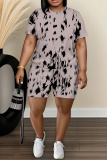 Pastel Green Floral Print Round Neck Short Sleeve T-shirt And Shorts Casual Two Pieces Matching Sets