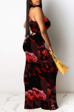 White Floral Print O Neck Sleeveless Party Evening Party Bodycon Maxi Dresses