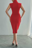 Black Sleeveless V Neck Formal Evening Party Ruched Bodycon Midi Dresses