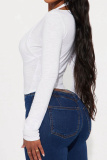 Pink Deep V Neck Long Sleeve Slim Fit Crop Tops