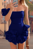 White Sleeveless Strapless Ruffled Formal Evening Party Ruched Bodycon Tube Mini Dresses