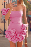 White Sleeveless Strapless Ruffled Formal Evening Party Ruched Bodycon Tube Mini Dresses