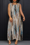 Light Purple Graphics Print Sleeveless O Neck Casual Vacation Maxi Tank Dresses