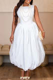 White Sleeveless O Neck Formal Evening Party Prom Bubble Mini Dresses