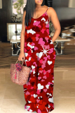 Black Gold Graphics Print Backless Spaghetti Strap Floor Length Vacation Baggy Plus Size Sundress Slip Maxi Dress