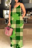 Black Gold Graphics Print Backless Spaghetti Strap Floor Length Vacation Baggy Plus Size Sundress Slip Maxi Dress