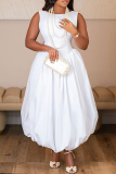 White Sleeveless O Neck Formal Evening Party Prom Bubble Mini Dresses