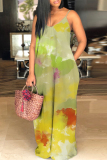Black Gold Graphics Print Backless Spaghetti Strap Floor Length Vacation Baggy Plus Size Sundress Slip Maxi Dress