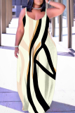 Purple Graphics Print Backless Spaghetti Strap Floor Length Vacation Baggy Plus Size Sundress Slip Maxi Dress