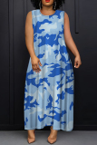 Light Purple Graphics Print Sleeveless O Neck Casual Vacation Maxi Tank Dresses