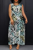 Light Purple Graphics Print Sleeveless O Neck Casual Vacation Maxi Tank Dresses
