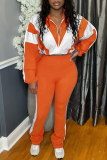 Apricot Zipper Collar Long Sleeve Crop Jackets And Sweatpants Casual Sportswear Two Pieces Jogger Sets