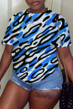 Purple Graphics Print O Neck Short Sleeve Casual Oversize Graphics T-Shirts