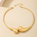 Gold Metallic Drop Choker Necklace