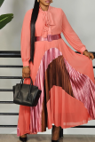 Black Tie High Neck Mesh Long Sleeve Formal Events Pleated Maxi Dress