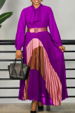Black Tie High Neck Mesh Long Sleeve Formal Events Pleated Maxi Dress