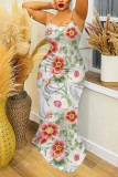 Light Purple Floral Print Off Shoulder Sleeveless Backless Spaghetti Strap Floor Length Casual Outings Plus Size Loose Maxi Slip Dress