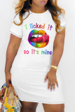 Multicolor Graphics Print O Neck Short Sleeve Casual Outing Mini T-shirt Dress