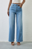 Dark Gray Gradient Print High Waist Pocket Straight Casual Distressed Denim Jeans