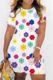 Multicolor Graphics Print O Neck Short Sleeve Casual Outing Mini T-shirt Dress