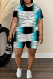 Pink Graphics Print O Neck Short Sleeve Oversize Floral T-Shirt And Shorts Casual Two Pieces Shorts Sets