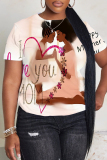 White Purple Figure Printed O Neck Short Sleeve Oversize Graphics T-Shirts