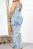 Light Pink Floral Print Sleeveless O Neck Long Casual Vacation Bodycon Maxi Tank Dresses