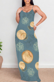 White Polka Dot Print Sleeveless O Neck Casual Vacation Baggy Sundress Maxi Slip Dresses