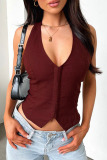 Claret Off Shoulder Sleeveless Backless Bodycon Halter Tops