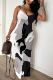 Blue Off Shoulder Sleeveless Backless Spaghetti Strap Casual Daily Bodycon Maxi Slip Dresses