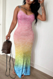 Purple Off Shoulder Sleeveless Backless Spaghetti Strap Casual Daily Bodycon Maxi Slip Dresses