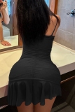 Black Off Shoulder Sleeveless Backless Spaghetti Strap Hollow Out Night Out Bodycon Mini Dresses