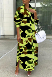 White Black Turndown Collar Shirt-Sleeve Button-Down Front Casual Outings Shirt Maxi Dresses
