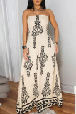 Black Graphics Print Backless Strapless Sleeveless Belted Casual Vacation Tube Tops Wide Leg Jumpsuits
