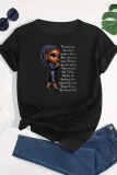 Black Figure Print O Neck Short Sleeve Casual Outing Plus Size Oversize Graphcis T-Shirts