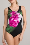Black Blue U Neck Sleeveless Backless One Piece Swimsuit Vacation Beach Plus Size Swimwear