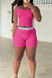 Black U Neck Sleeveless Tank Crop Tops And Shorts Casual Sportswear Two Pieces Shorts Set