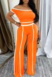 Black Oblique Collar Short Sleeve Crop Tops And Wide Leg Pants Casual Two Pieces Trouser Sets