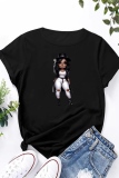 Black Figure Print O Neck Short Sleeve Casual Outing Plus Size Oversize Graphcis T-Shirts